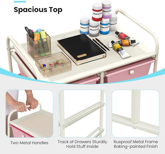 GLACER 10 Drawer Rolling Cart, Storage Cart - Image 5