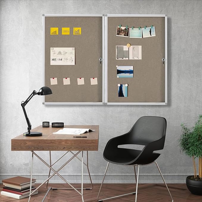 Enclosed Felt Bulletin Board 36x24 inch Lockable Cork Noticeboard Display Cases - Image 5