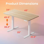 HUANUO 48" x 24" Electric Standing Desk Adjustable Height, 4 Memory Height - Image 3
