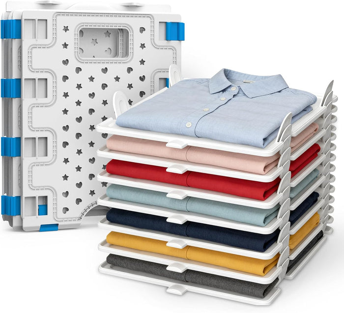 Accenter 10Pcs Stackable Closet Organizer & Shirt Folding Board Bundle