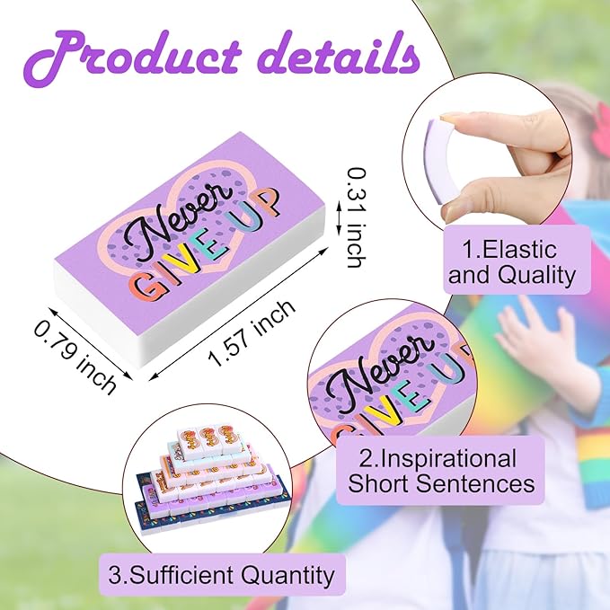 Dunzoom 100 Pcs Inspirational Pencil Erasers Bulk - Image 3