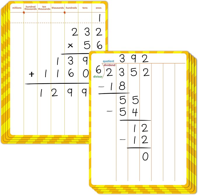 8 Packs Division Whiteboards, Double Sided Dry Erase Board Writable and by SpriteGru