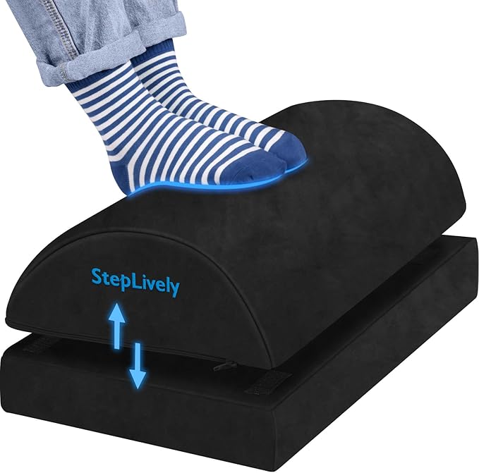 StepLively Foot Rest for Under Desk at Work, Comfortable Foot Stool by StepLively