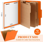 Skyygemm 12 Pcs Classification Folders Letter Size, 3 Divider Pressboard File - Image 2