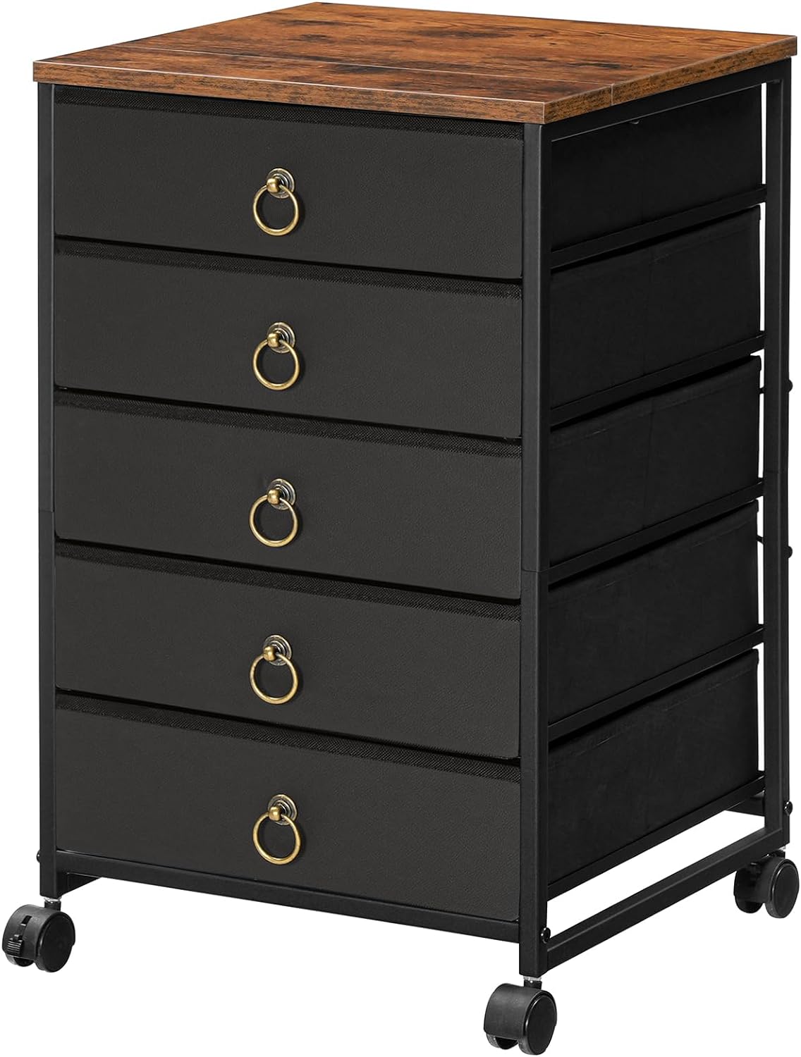HOOBRO 5-Drawer Chest, Office File Cabinet with Drawers, Rolling Printer Stan...