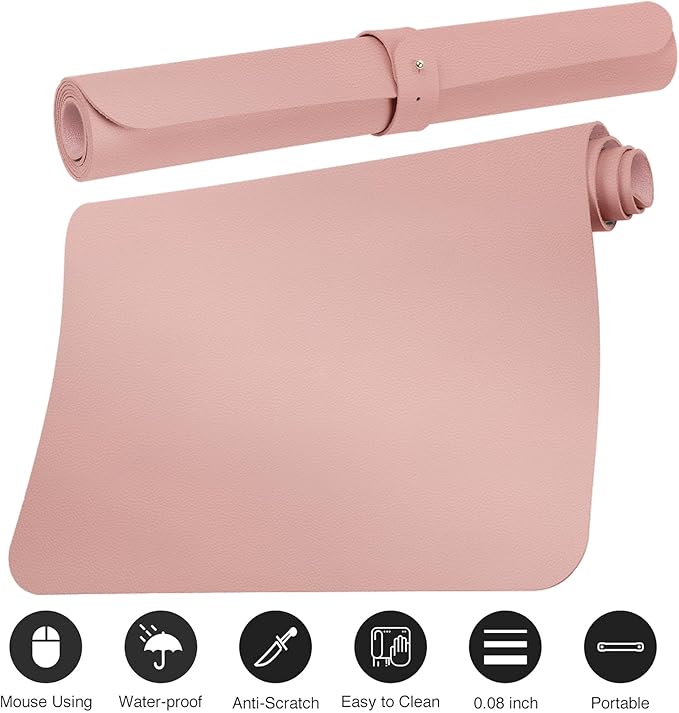 Boutilon Leather Desk Pad Protector, Non-Slip Mouse Pad, Laptop Desk Pad - Image 3