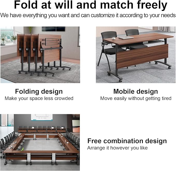 Conference Table Foldable Meeting Tables, Flip Top Mobile Training Table The - Image 3
