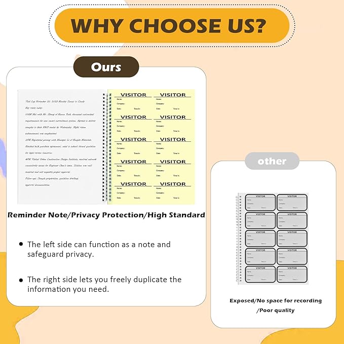 2 Pack Visitor Badges with Carbon Copy Visitor Stickers Letter Size Visitor Log - Image 3