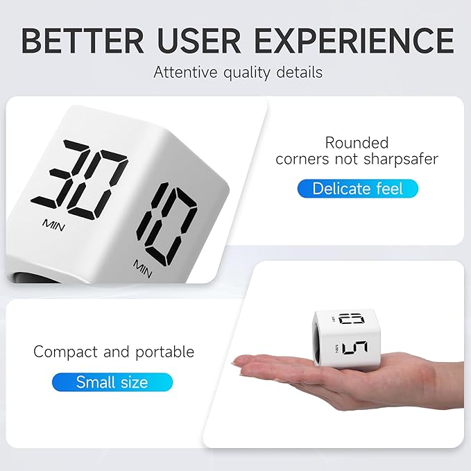 Exlliy Productivity Timer 1, 60 Minutes Preset, Desk Cube Timer - Image 4