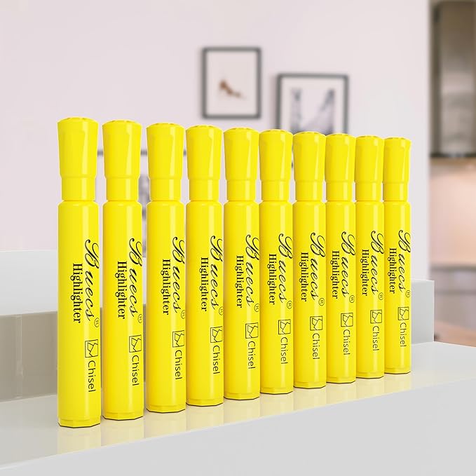 Buecs Highlighters Bulk Pack, Chisel Tip, Fluorescent Yellow, suitable - Image 7