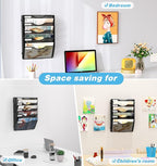 Solinxe Wall Hanging File Holder 5 Pocket Wall Mounted Paper Organizer Magazine - Image 7