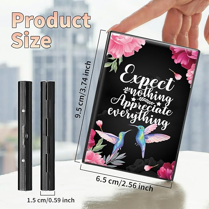 BWEGRHE Slim Credit Card Holder, Humingbird Flower RFID Blocking Metal Wallet - Image 2
