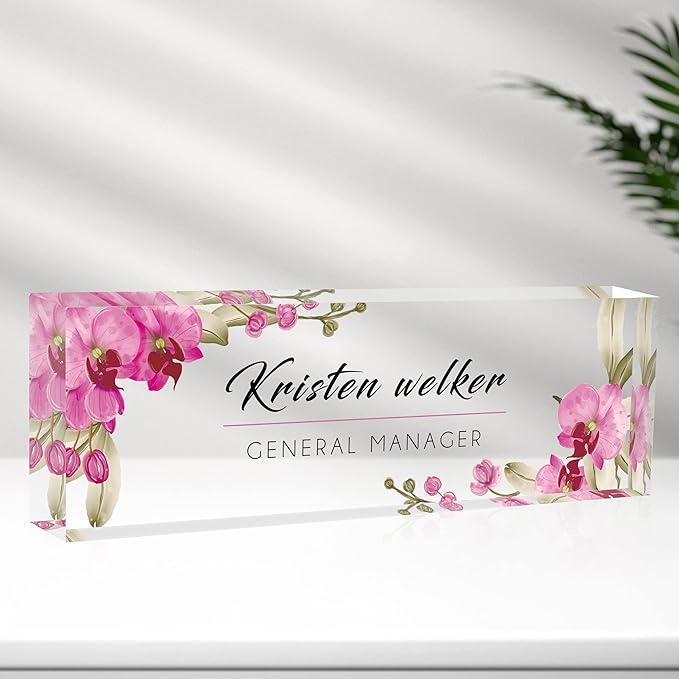 Personalized Name Plate for Desk Custom Acrylic Desk Name Plate Custom Employee by AZUFEMOS
