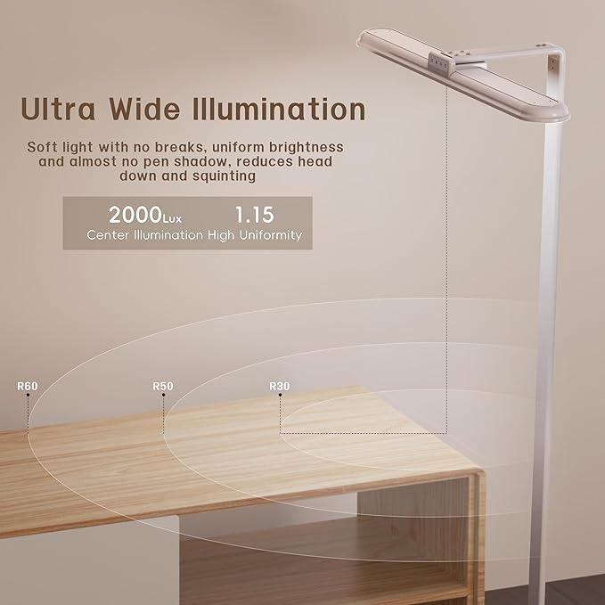 AKRRYR LED Desk Lamp for Home Office, Double Head Desk Lamp, 24W Dimmable Desk - Image 7