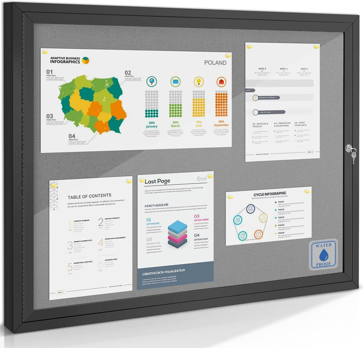 S SWANCROWN Outdoor Bulletin Board Weatherproof 37x28in, Enclosed Bulletin
