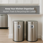 Trash and Recycle Stickers Set of 2 | Indoor Outdoor UV Stable & Weatherproof | Kitchen Pantry Office Organization | Garbage Bin and Waste Basket Label | 3x3 Inch Round Recycling and Trash Sticker