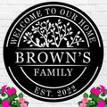 Welcome to Our Home Metal Sign, Personalized Family Name Tree of Life Sign by HRZSIGNFC