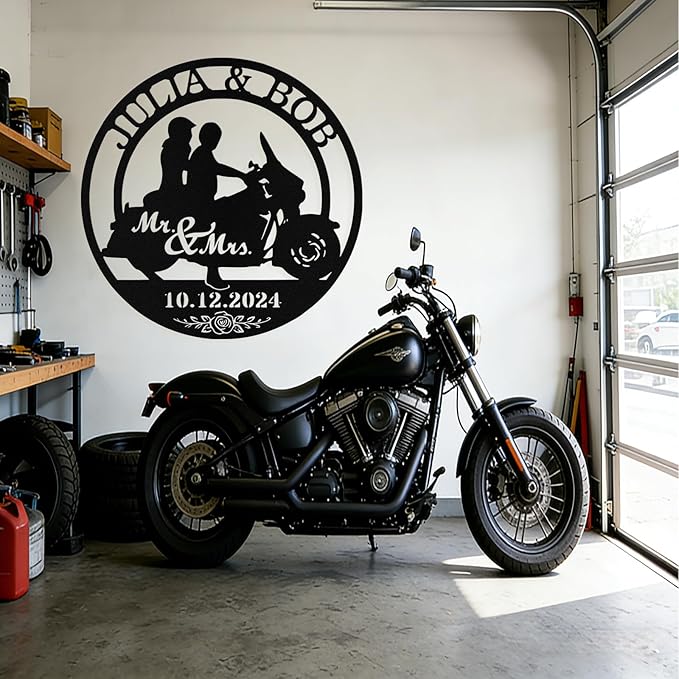 Custom Motorcycle Couple Metal Signs Personalized Couple Name Sign Motorbikes - Image 9