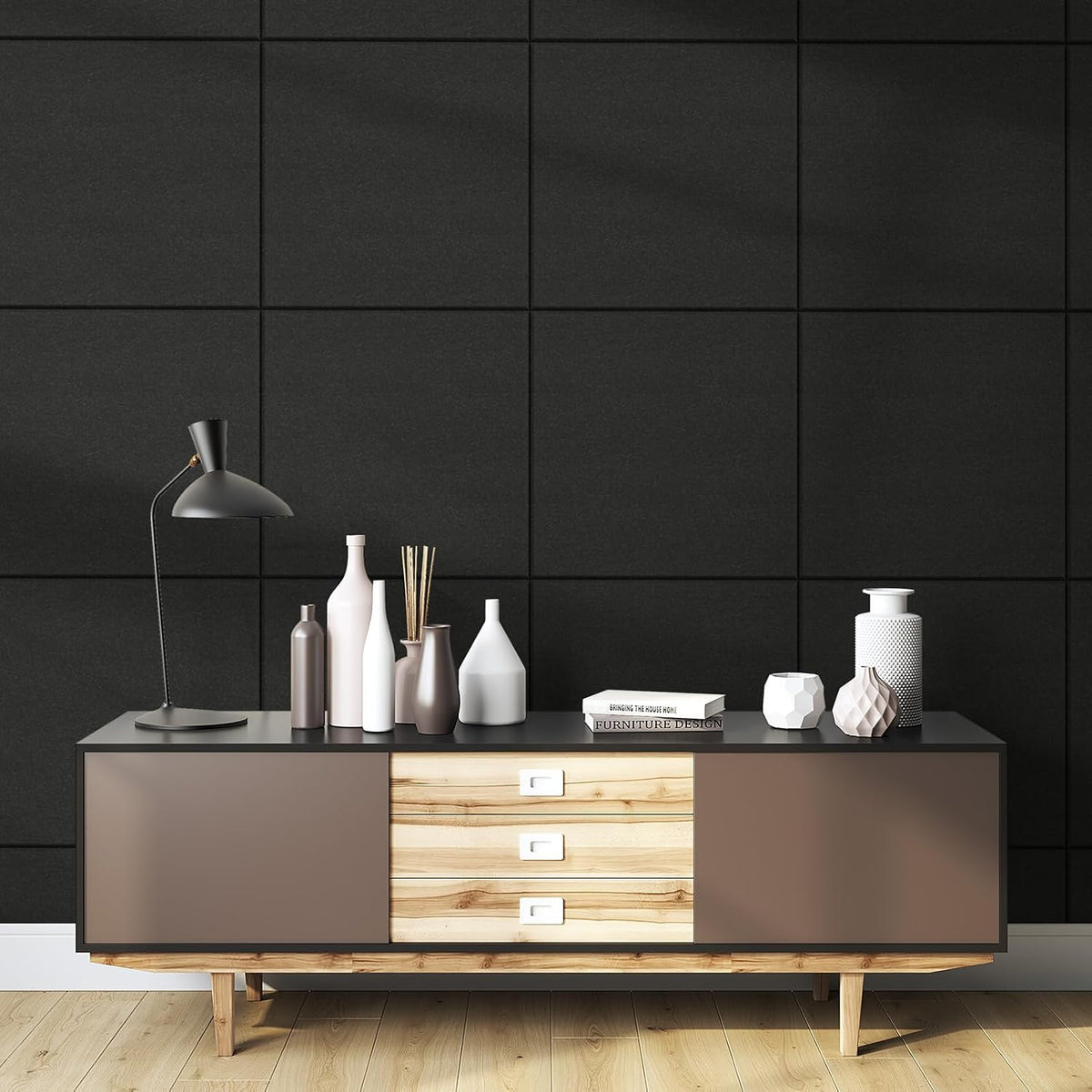 MaxGear Extra Large Bulletin Board 72" x 48", Black Felt Wall Tiles...