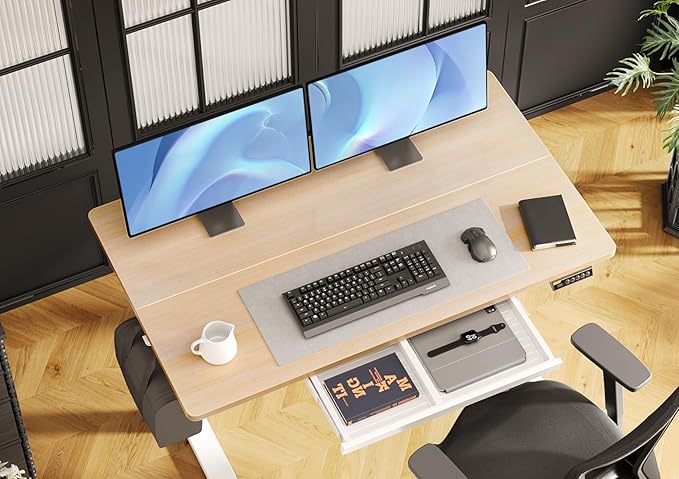Claiks Standing Desk with Drawers, 48x24 Inch Stand Up Electric Adjustable - Image 4