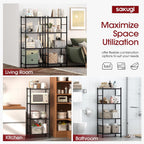 sakugi 2-pack 4-tier metal storage shelves, 18.4"x12.6"44.1", black, side view