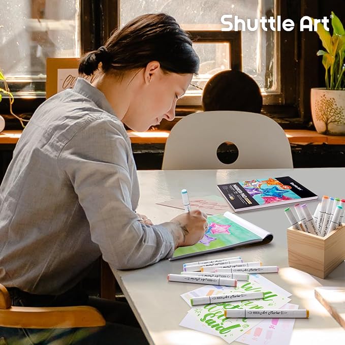 Shuttle Art Marker Pad, 11.69”x8.27” Portable A4 Sketchbook, 60 Sheets Drawing - Image 7