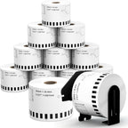 2.4 Inch x 100 Feet Continuous Thermal Labels, 12 Rolls | Replacement for Brother Dk-2205, Compatible with QL-Series Printers Listed Below, Includes One Reusable Frame