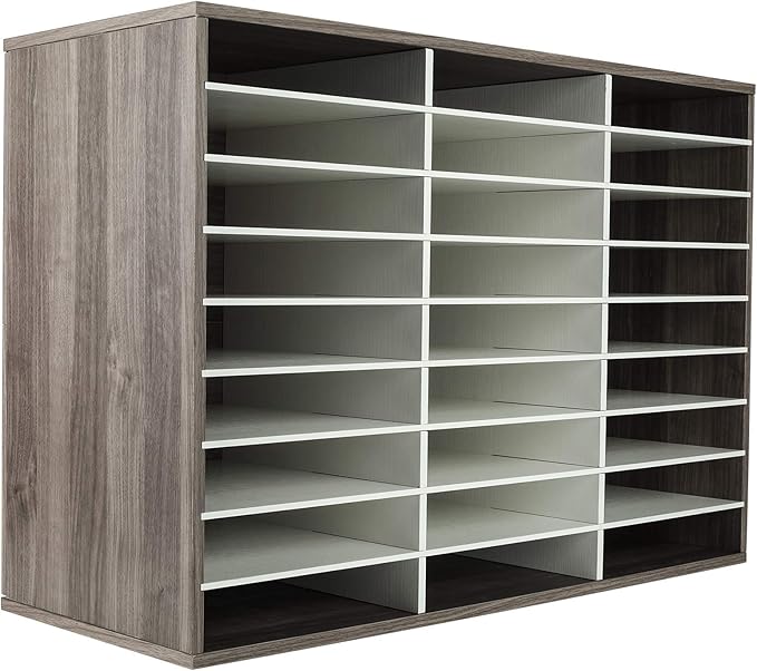 TQVAI Wood Literature Organizer, 27 Slots Hold 13500 Sheets A4 Papers, Wooden by TQVAI