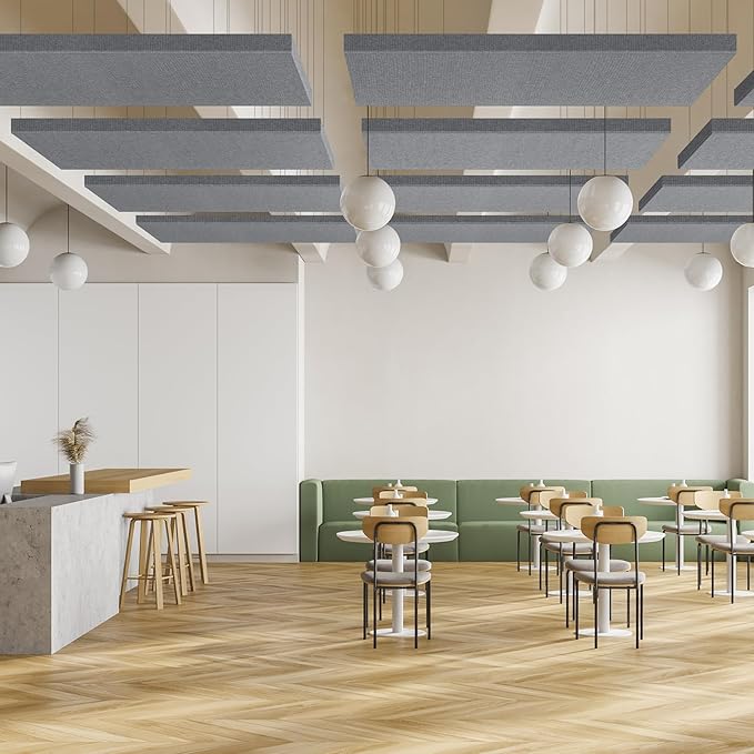 2” Thick Acoustic Panels with Hanging Brackets to the Wall, Light Grey - Image 2
