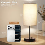 zjojo table lamp set of 2, 13.8" bedside, side view
