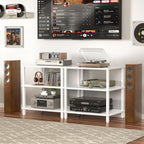 LELELINKY 3-Tier AV Media Player Stand Set of 2, Wooden TV Stand, Game Console - Image 2