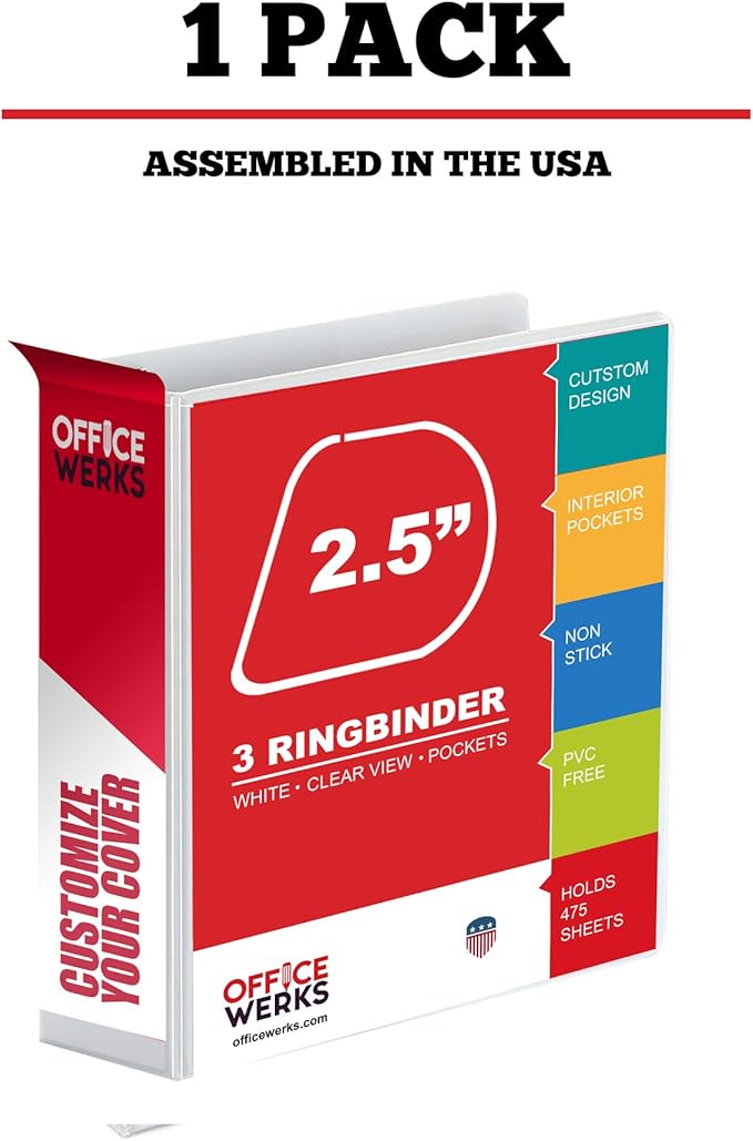 3 Ring Binder, 2.5" Professional Angle D-Rings, Presentation Folder - Image 2
