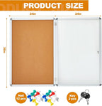Geetery 36 x 24 Inch Enclosed Bulletin Board Tamperproof Lockable Cork Board - Image 2