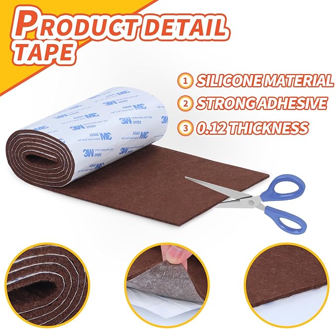 VOCOMO Felt Furniture Pads, Heavy Duty Felts Strip Roll - Image 6