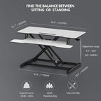 FITUEYES Height Adjustable Standing Desk 36” Wide Sit to Stand Converter Stand - Image 5