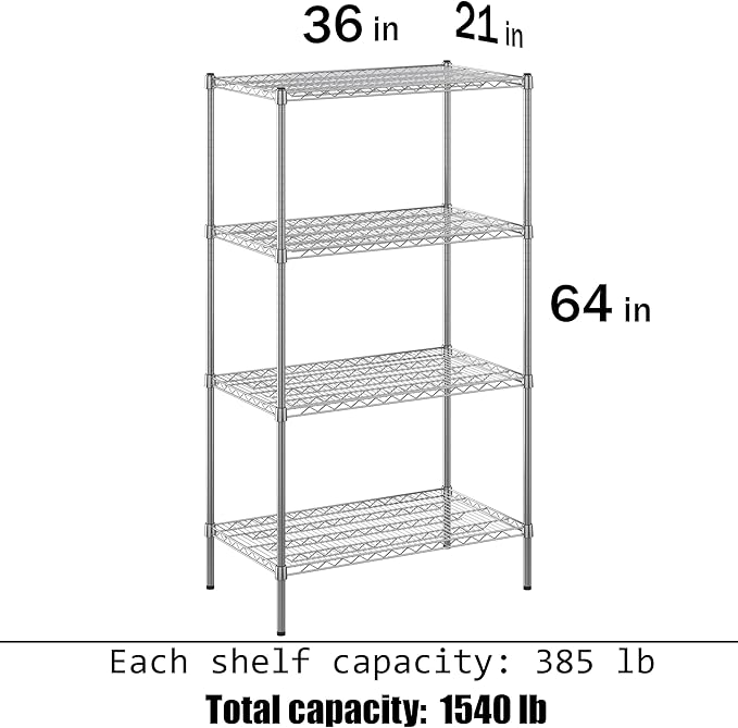 Regal Altair 21" Deep x 36" Wide x 64" Height Wire Shelving Kit | 4-Tier | NSF - Image 3