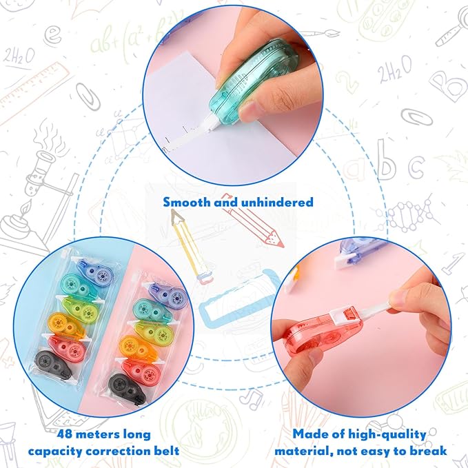 Chivao 100 Pack Mini Correction Tape Bulk Ink Corrector Eraser Tape Set Cute - Image 3