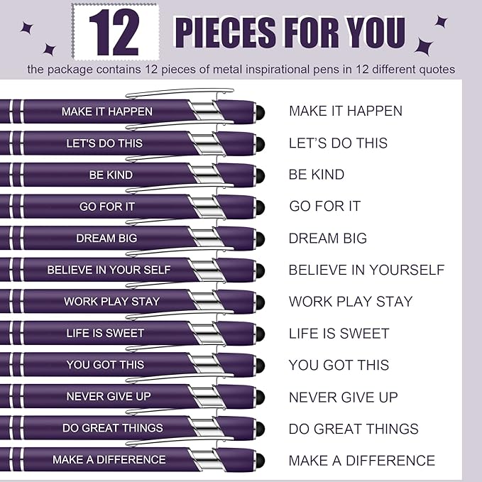 Zonon 12 Pcs Inspirational Pens Bulk Funny Ballpoint Pen - Image 3
