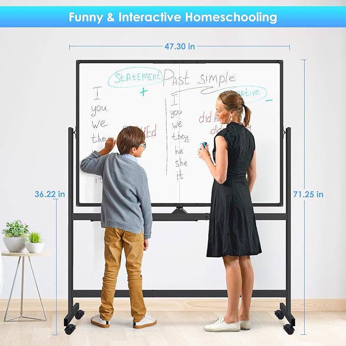 maxtek Rolling Whiteboard, 48x36 Large Magnetic White Board - Image 6