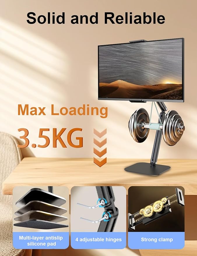 Tablet Stand for iPad, Aluminum Multi-Angle Adjustable Tablet Holder, - Image 3