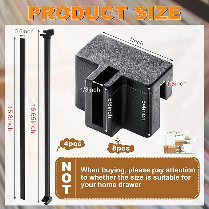 Epakh 4-Piece PVC Black Hanging File Folder Rails - Image 2
