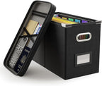 Oterri File Organizer Box with Lid, Hanging Filing File Box with Mesh Pocket by Oterri