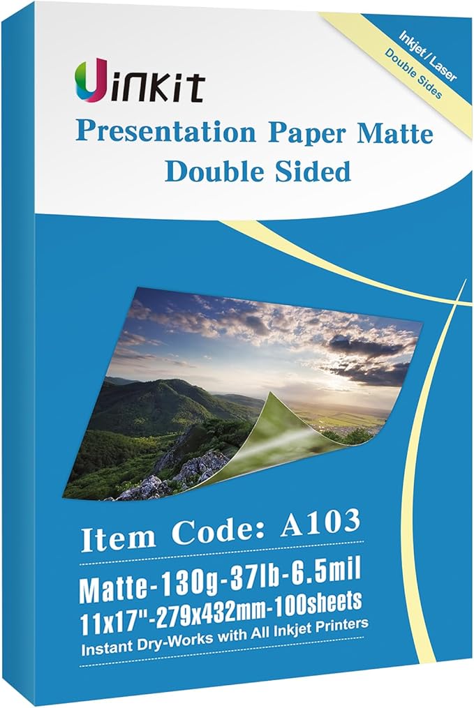 Uinkit 100 Sheets Matte Presentation tabloid paper 11x17 matte Double Sided by UinkitHandicraftsandConservationSpecialist