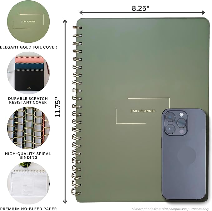 Merely Home Undated Daily Planner | 8.25” x 11.75” To Do List Notebook | Work - Image 5