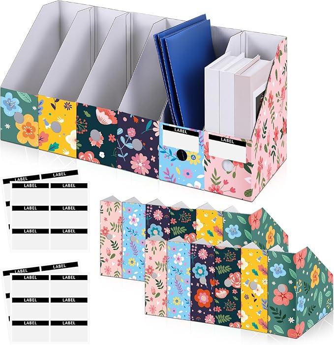 PerKoop 12 Pcs Magazine File Holder Foldable Decorative Cardboard File Folders by PerKoop