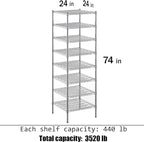 Regal Altair 24" Deep x 24" Wide x 74" Height Wire Shelving Kit | 8-Tier | NSF - Image 3