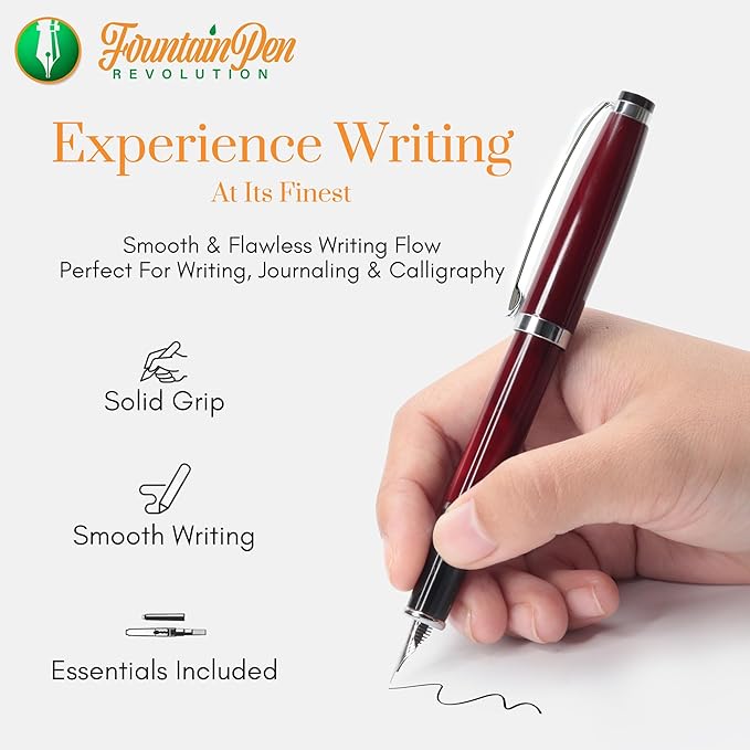 FPR Ambassador Ultra Flex Nib Fountain Pen Set, Burgundy - Image 3
