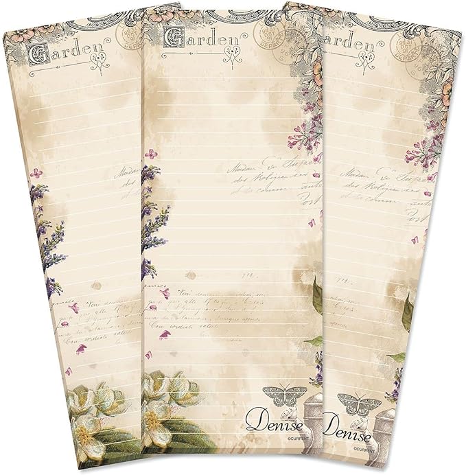 Provincial Garden Lined Personalized Shopping List Pad Set of 3, 50-Sheet Pads by Current