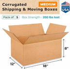 IDL Packaging Medium Moving & Shipping Boxes 18 x 12 x 8 inches - Image 2