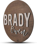 Custom Round Nursery Name Sign, Personalized Wooden Wall Plaque, Baby Shower - Image 2